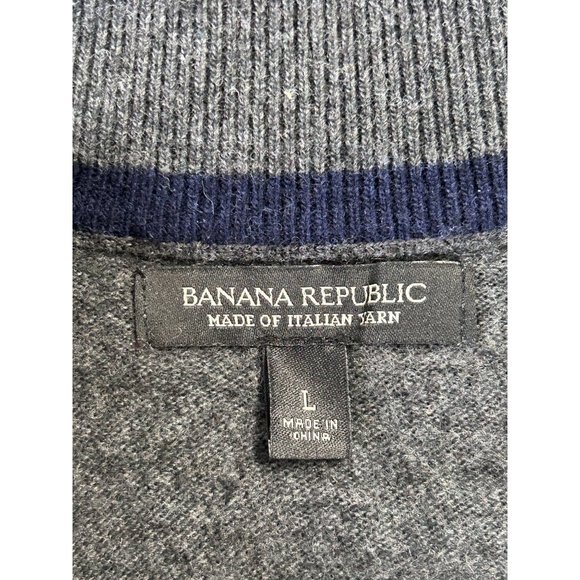 Banana Republic Men's Italian Wool Diagonal Stripe Sweater Jacket in Gray - Sz L - Picture 6 of 8